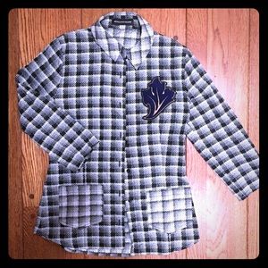 Ostwald Helgason shirt with appliqué & grid print